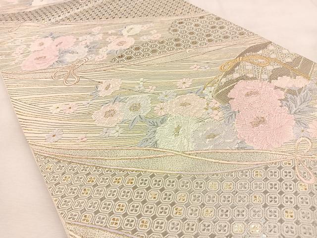 平和屋着物◎六通柄袋帯 唐織 プラチナ古典文様 正絹 逸品 BAAU3369hj