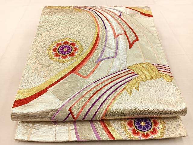 平和屋着物◎六通柄袋帯 唐織 束ね熨斗正倉院文 金銀糸 正絹 逸品 BAAU3370hj