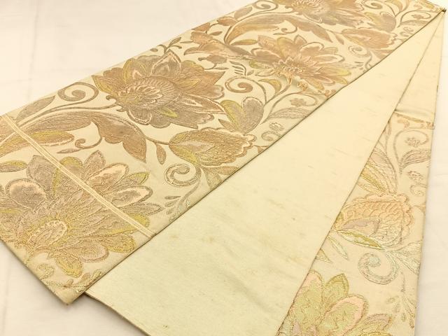 平和屋着物◎六通柄 京袋帯 本袋帯 更紗花唐草文 金糸 正絹 逸品 BAAU3401hj
