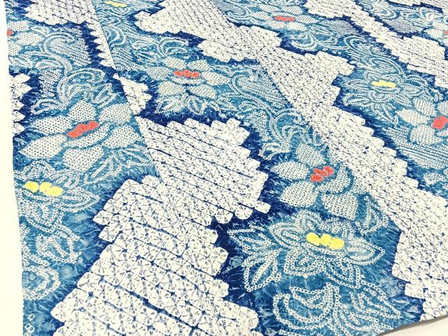 平和屋着物∴夏物 浴衣 有松鳴海絞り 花唐草文 綿 逸品 BAAU3422hj