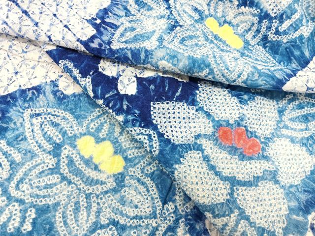 平和屋着物∴夏物 浴衣 有松鳴海絞り 花唐草文 綿 逸品 BAAU3422hj