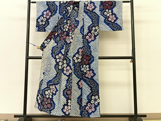 平和屋着物∴夏物 浴衣 有松鳴海絞り 梅 綿 逸品 BAAU3425hj