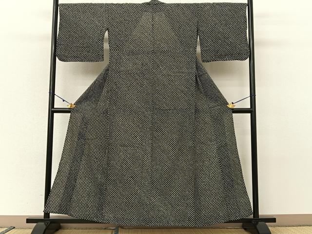 平和屋着物∴夏物 浴衣 有松鳴海絞り 総絞り 黒地 綿 逸品 BAAU3426hj