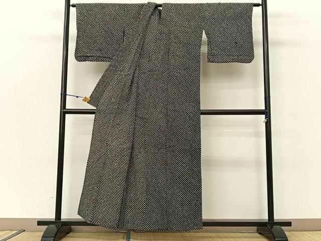 平和屋着物∴夏物 浴衣 有松鳴海絞り 総絞り 黒地 綿 逸品 BAAU3426hj