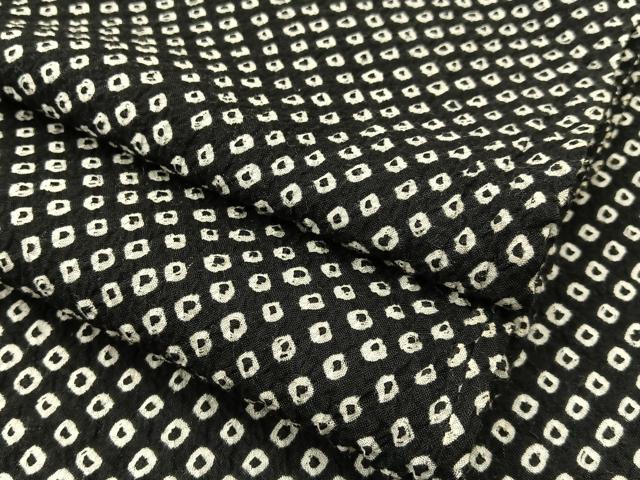 平和屋着物∴夏物 浴衣 有松鳴海絞り 総絞り 黒地 綿 逸品 BAAU3426hj