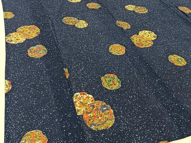 平和屋着物*夏物 小紋 絽 更紗草花文 たたき染め 三越扱い 正絹 逸品 BAAU3444hj