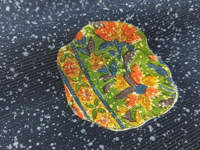 平和屋着物*夏物 小紋 絽 更紗草花文 たたき染め 三越扱い 正絹 逸品 BAAU3444hj