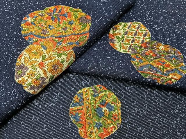 平和屋着物*夏物 小紋 絽 更紗草花文 たたき染め 三越扱い 正絹 逸品 BAAU3444hj