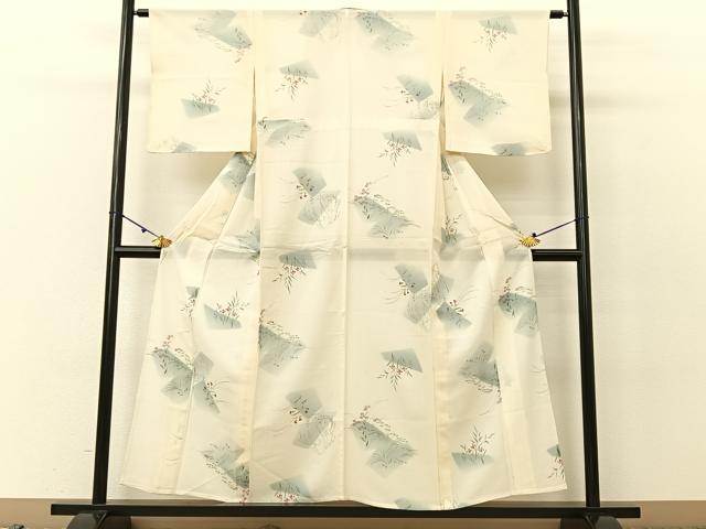 平和屋着物*夏物 小紋 絽 手描き 秋草文 正絹 逸品 未使用 BAAU3462hj
