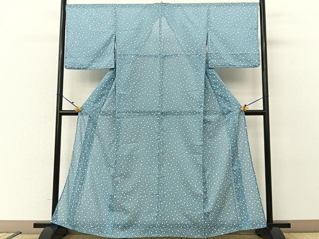 平和屋着物*夏物 小紋 絽 大小あられ 洗える着物 BAAU3465hj