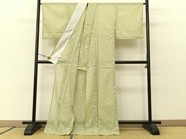 平和屋着物*夏物 小紋 絽 草花文 ロング丈 洗える着物 BAAU3466hj