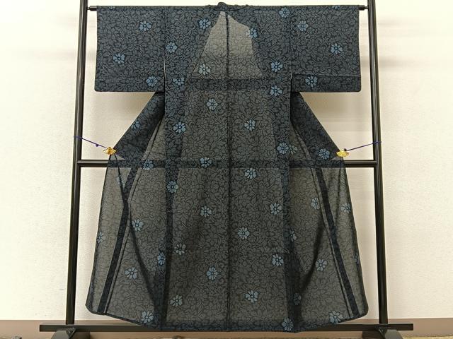 平和屋着物*夏物 本場大島紬 夏大島 7マルキ 花唐草文 正絹 逸品 BAAU3469hj