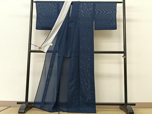 平和屋着物*夏物 色無地 藍鉄色 洗える着物 BAAU3470hj
