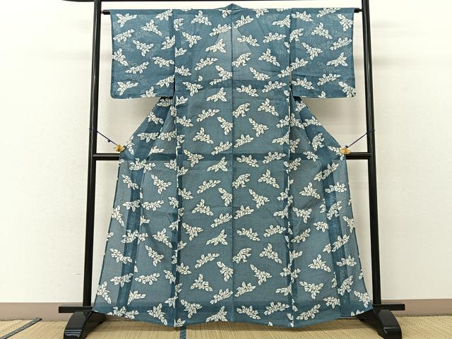 平和屋着物*夏物 小紋 絽 草葉文 未使用 BAAU3482hj