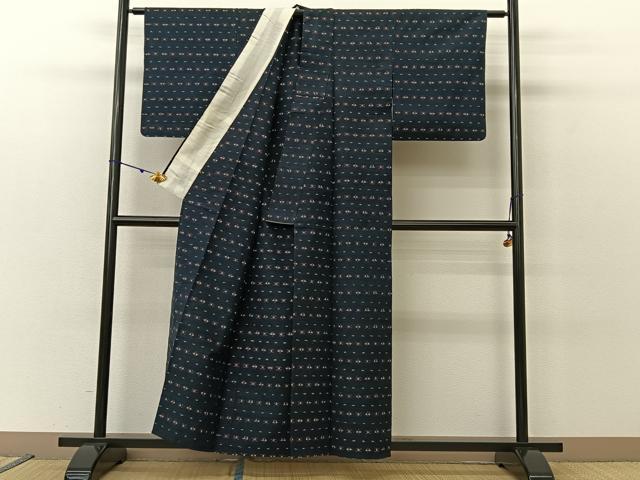平和屋着物▽上質な紬 単衣 吉祥文 正絹 逸品 BAAU3490hj