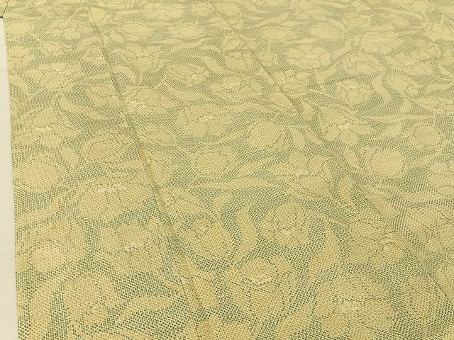 平和屋着物▽上質な紬 単衣 草花文 正絹 逸品 BAAU3492hj