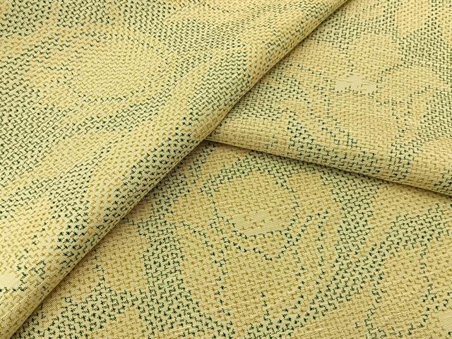 平和屋着物▽上質な紬 単衣 草花文 正絹 逸品 BAAU3492hj