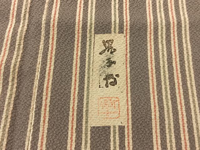 平和屋着物▽重要無形文化財 人間国宝 伊勢型紙縞彫師 児玉博 小紋 単衣 縞 鬼しぼ縮緬 正絹 逸品 BAAU3497hj