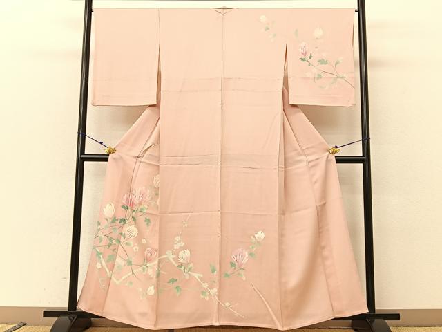 平和屋着物▽訪問着 単衣 刺繍 枝花文 正絹 逸品 BAAU3498hj