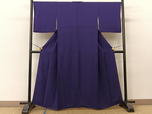 平和屋着物●上質な色無地 丸地紋 濃鼠色 正絹 逸品 BAAU3660hj