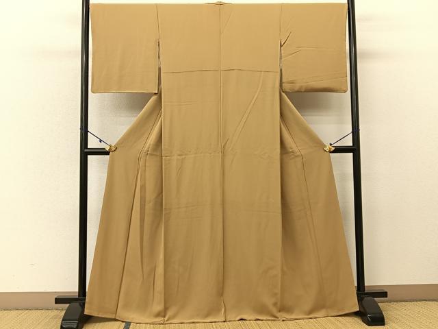 平和屋着物●上質な色無地 黄橡色 正絹 逸品 BAAU3804hj