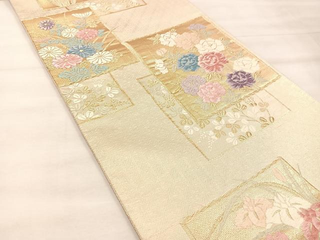 平和屋着物◎佐賀錦 六通柄袋帯 唐織 色紙重ね花文 金糸 正絹 逸品 BAAU4007mz