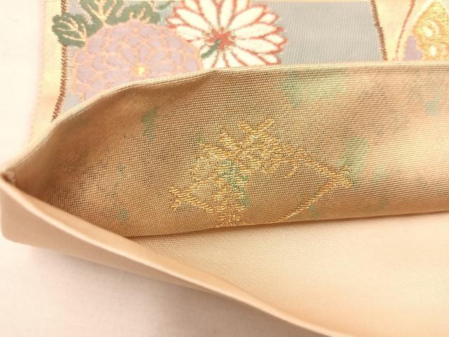 平和屋着物◎六通柄袋帯 唐織 色紙重ね花鳥文 金糸 引箔 正絹 逸品 BAAU4025mz