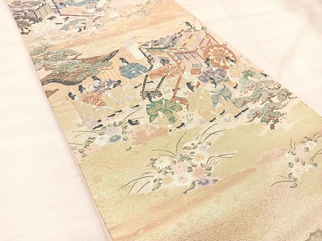 平和屋着物◎六通柄袋帯 御殿花見 金銀糸 正絹 逸品 BAAU4027mz