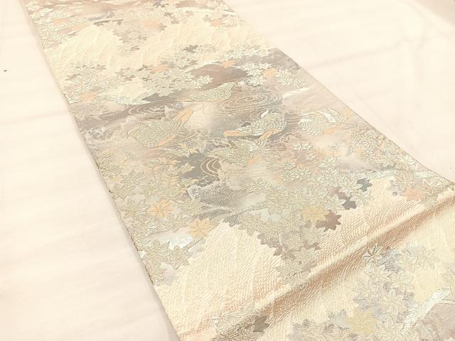 平和屋着物◎六通柄袋帯 流水花鳥文 金銀糸 正絹 逸品 BAAU4045mz