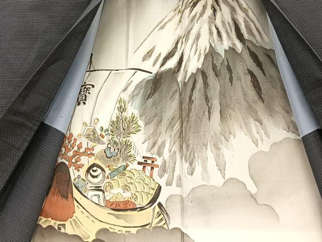 平和屋着物●男性 本場大島紬 アンサンブル 亀甲文様 羽裏:宝舟 正絹 逸品 BAAU4605gt