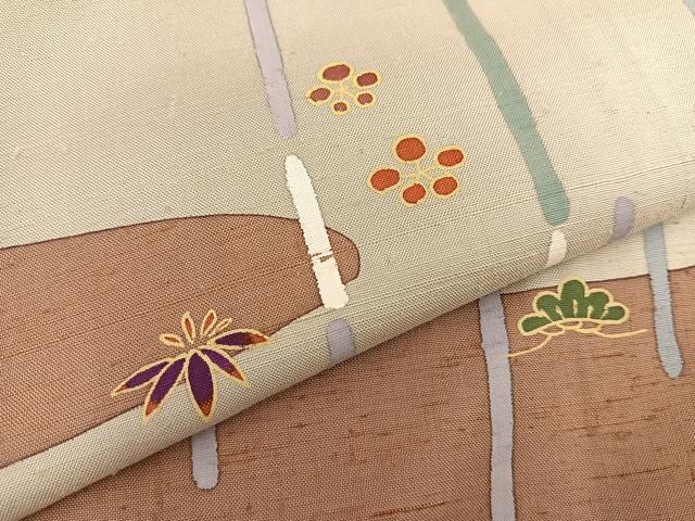 平和屋着物●訪問着 紬地 松竹梅 正絹 逸品 BAAU4663gt