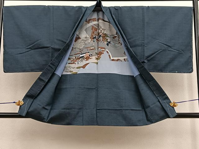 平和屋着物●男性 髭紬 羽織セット 正絹 逸品 未使用 BAAU4676gt
