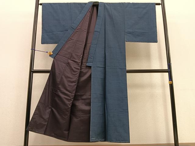 平和屋着物●男性 紬 髭紬羽織セット 霞文 羽裏:鷹 長羽織 正絹 逸品 未使用 BAAU4678gt