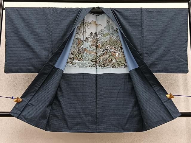 平和屋着物∞男性 本場大島紬 長羽織 100亀甲 総詰め 正絹 逸品 BAAU4686gt