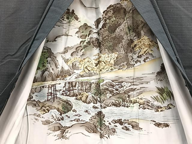 平和屋着物∞男性 紬 長羽織 100亀甲 正絹 逸品 BAAU4687gt