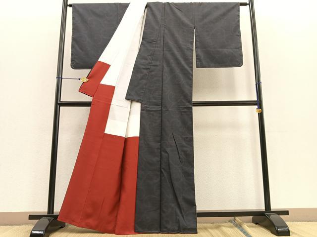 平和屋着物●本場大島紬 7マルキ 唐草文 正絹 逸品 未使用 BAAU4769gt