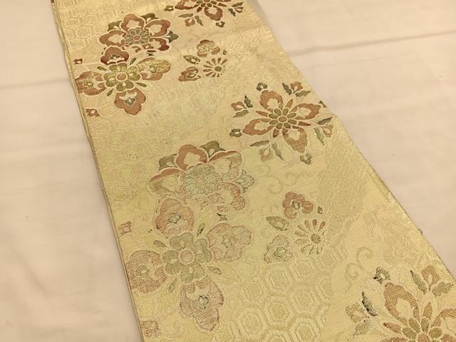 平和屋着物◎六通柄袋帯 道長花文 金糸 正絹 逸品 BAAU4805hv