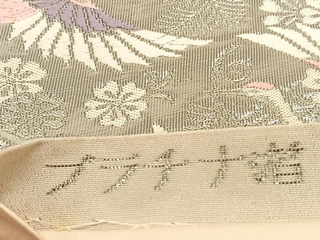 平和屋着物◎六通柄袋帯 唐織 名物鳳鶴紋 プラチナ箔 正絹 逸品 BAAU4812hv