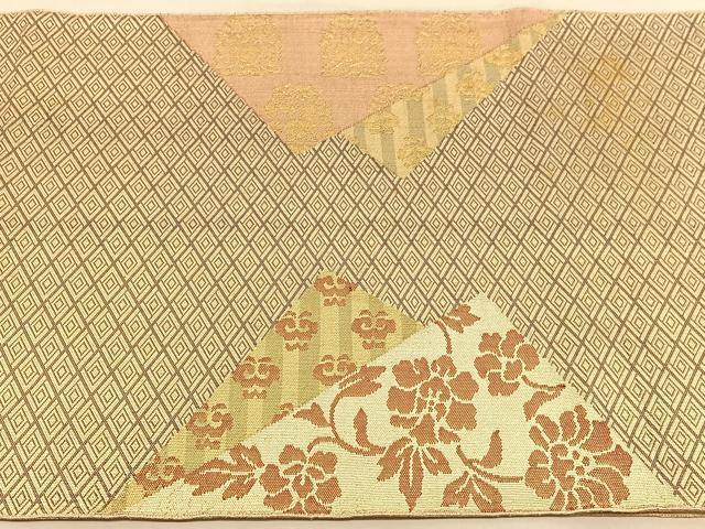 平和屋着物●佐賀錦 西陣 河村織物謹製 河村つづれ 太鼓柄袋帯 花兎花唐草文 金糸 正絹 逸品 BAAU4967hv