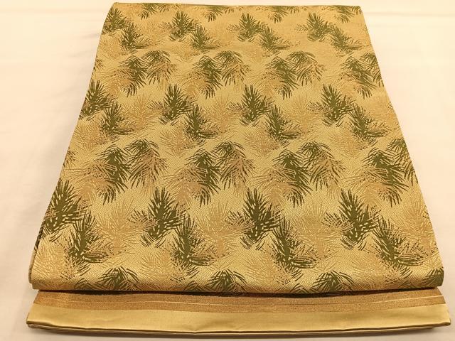 平和屋着物◎全通柄袋帯 草葉文 金糸 正絹 逸品 BAAU4972hv