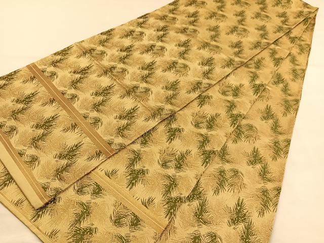 平和屋着物◎全通柄袋帯 草葉文 金糸 正絹 逸品 BAAU4972hv