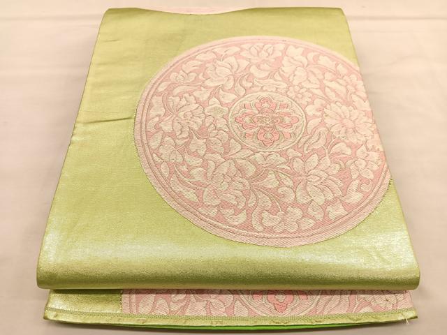 平和屋着物◎六通柄袋帯 唐織 花丸文 正絹 逸品 BAAU5030hv