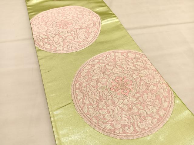 平和屋着物◎六通柄袋帯 唐織 花丸文 正絹 逸品 BAAU5030hv