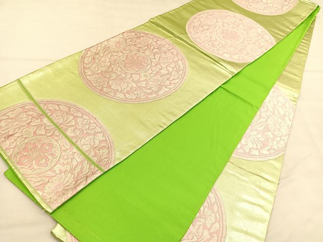 平和屋着物◎六通柄袋帯 唐織 花丸文 正絹 逸品 BAAU5030hv
