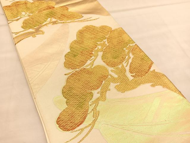 平和屋着物◎六通柄袋帯 渡船松文 金糸 正絹 逸品 BAAU5039hv