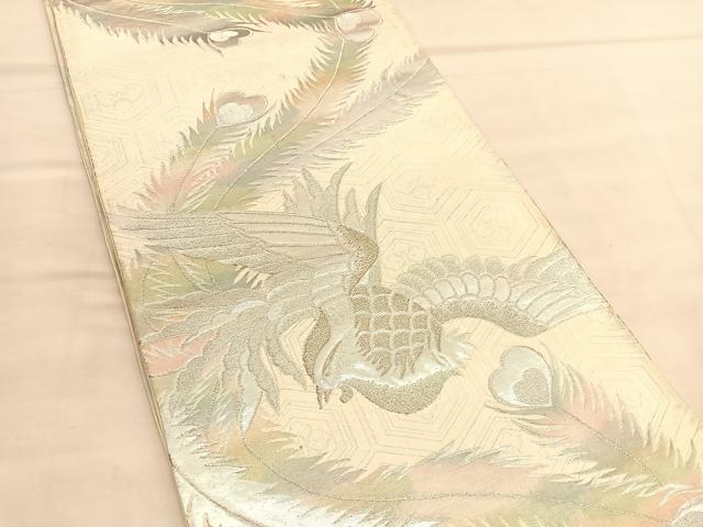 平和屋着物◎六通柄袋帯 唐織 鳳凰 銀糸 正絹 逸品 BAAU5065hv