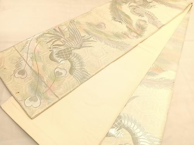 平和屋着物◎六通柄袋帯 唐織 鳳凰 銀糸 正絹 逸品 BAAU5065hv