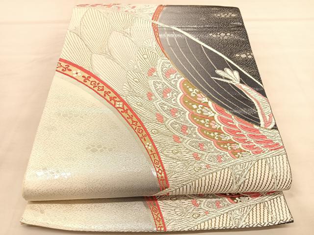 平和屋着物◎六通柄袋帯 唐織 孔雀 金銀糸 正絹 逸品 BAAU5067hv