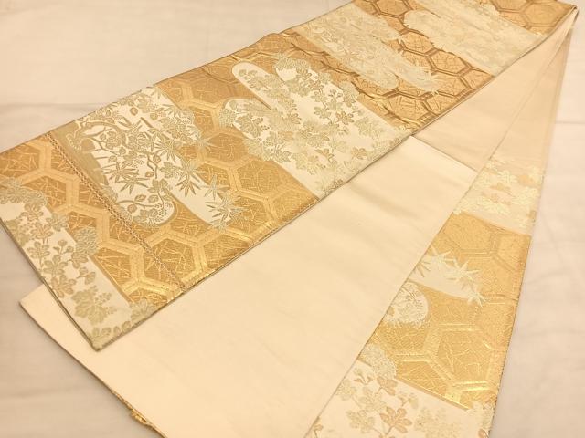 平和屋着物◎六通柄袋帯 有錦どんす エ霞花文 金糸 正絹 逸品 BAAU5069hv
