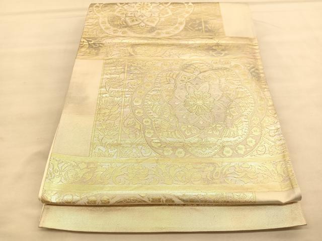 平和屋着物◎西陣 六通柄袋帯 横段花文 金糸 正絹 逸品 BAAU5099hv
